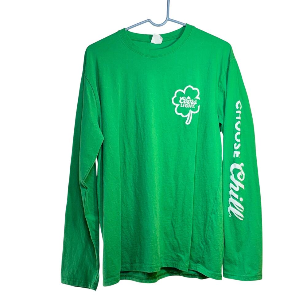 Coors Light Promo Shamrock Green Long Sleeve T-shirt Sz XL Cotton St. Patrick's